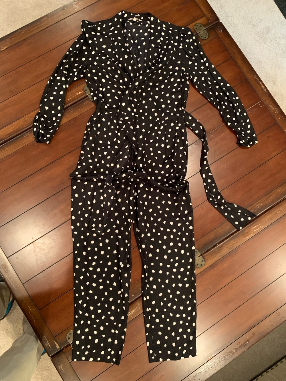 Rebecca Taylor Black Jumpsuit with White Polka Dots size 6